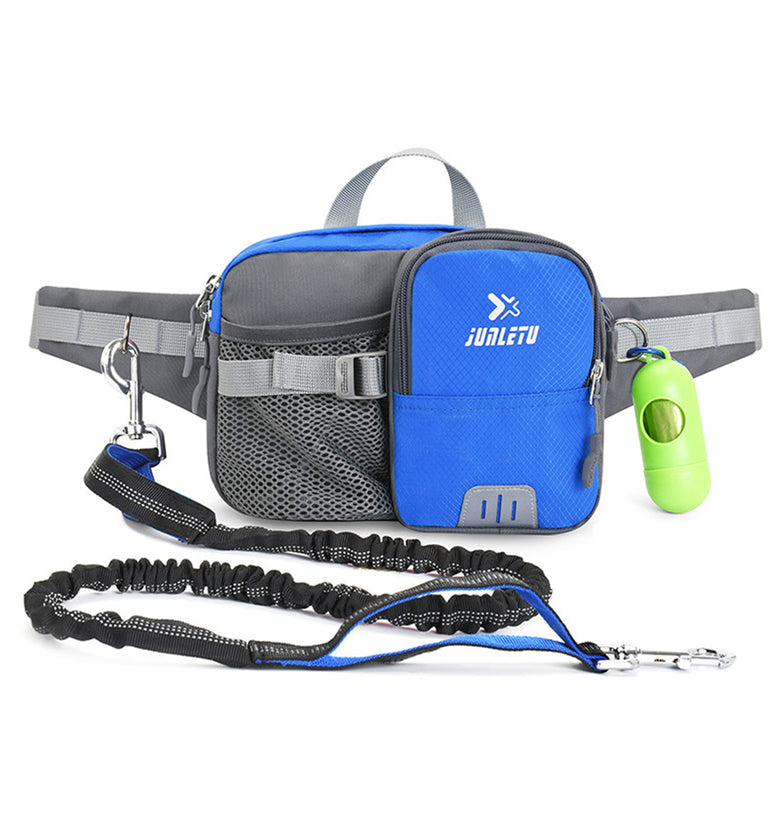 Hands Free Dog Leash with Zipper Pouch, Dog Poop Bag and Its Holder