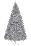 8 FT Artificial Christmas Tree, Unlit Hinged Christmas Pine Tree with 1350 Branch Tips and Sturdy Metal Stand, Silver