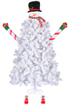 6.5ft Automatic Tree Structure Snowman Shape PVC Material 700 Branches White Flocking 140 Lights Cool Color 8 Modes Christmas Tree