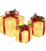 3pcs 10 inch-8 inch-6 inch Golden Gift Box Garden Gift Box Decoration 5M Long Power Cord US Plug