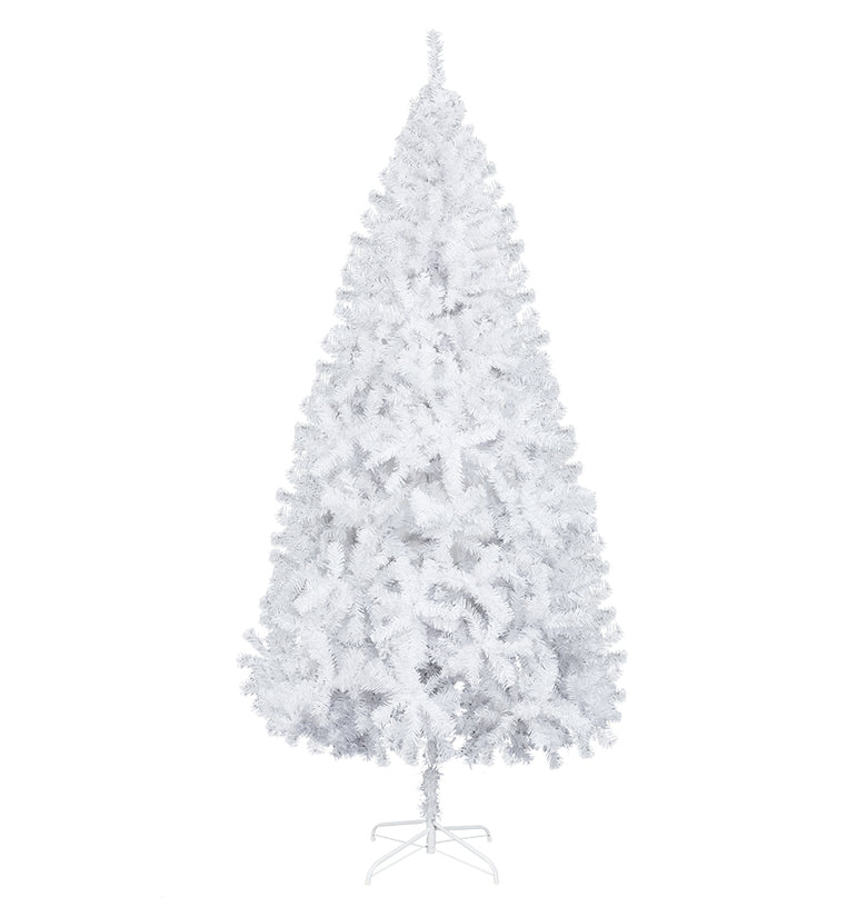 9 FT Artificial Christmas Tree, Unlit Hinged Christmas Pine Tree with 2000 Branch Tips and Sturdy Metal Stand, White